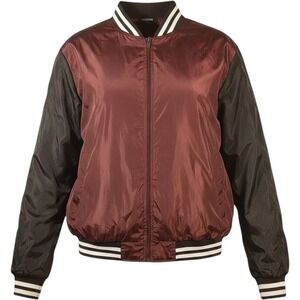 Original Deluxe Jacket Mens XL Burgundy Black Varsity‎ Bomber Full Zip Lined